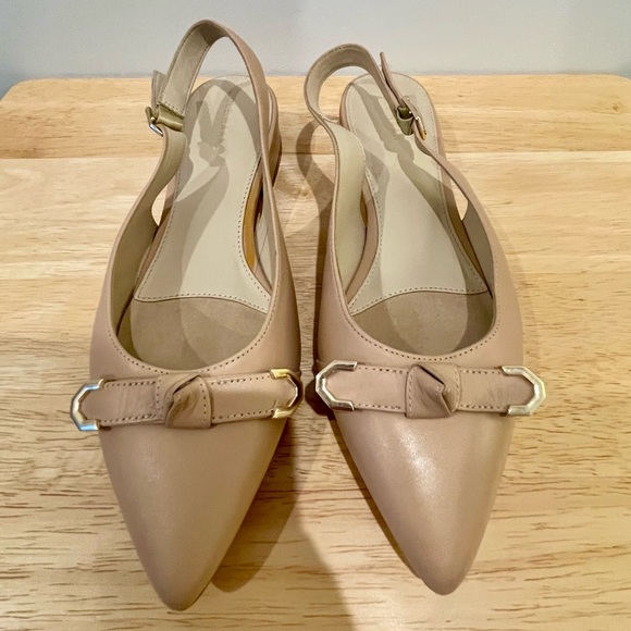 Cole Haan Beige Slingback Flats with Buckle Accent - Picture 1 of 8